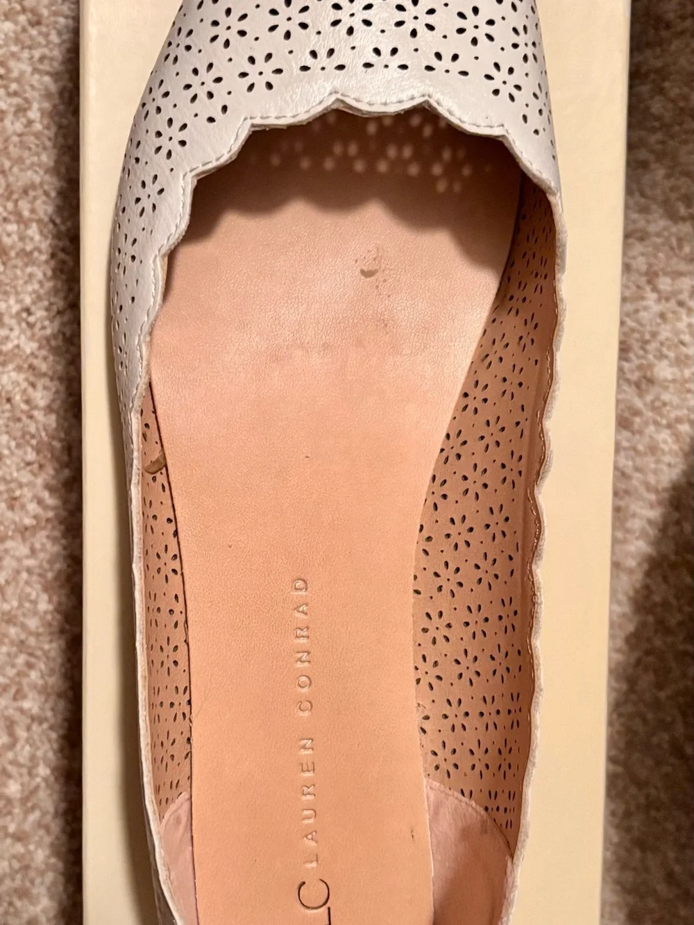 Scalloped Perforated Ballet Flats - Soft Pink - Picture 3 of 5
